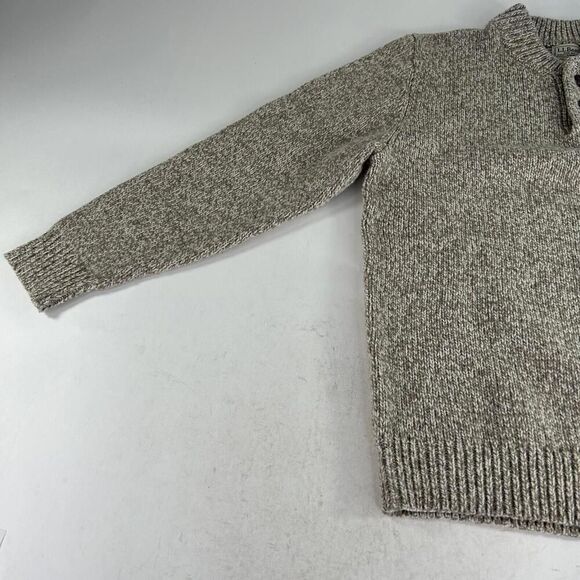 L.L. Bean Mens Lambs Wool Pullover Sweater Siz M Tall 1/4 Button Mock Neck Brown - Picture 4 of 15